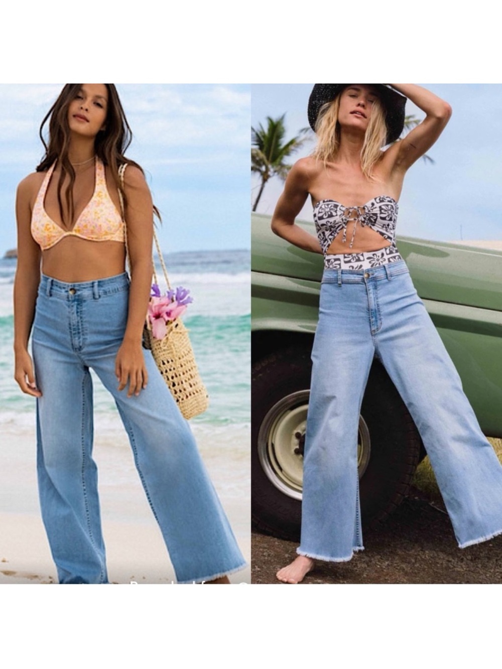 BILLABONG Wide Leg Blue High Waisted Jeans